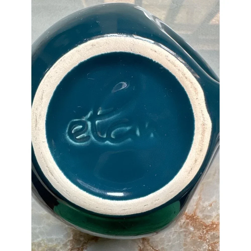 Unique Etan Ceramic Soup Bowl With Thumb Handle Teal Blue Perfect For Keeping Yo - Picture 4 of 5